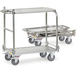 Fetra Tischwagen 91180, ESD, Aluminium, klappbar, mit 2 Etagen, Tragkraft 200kg, 720 x 450mm