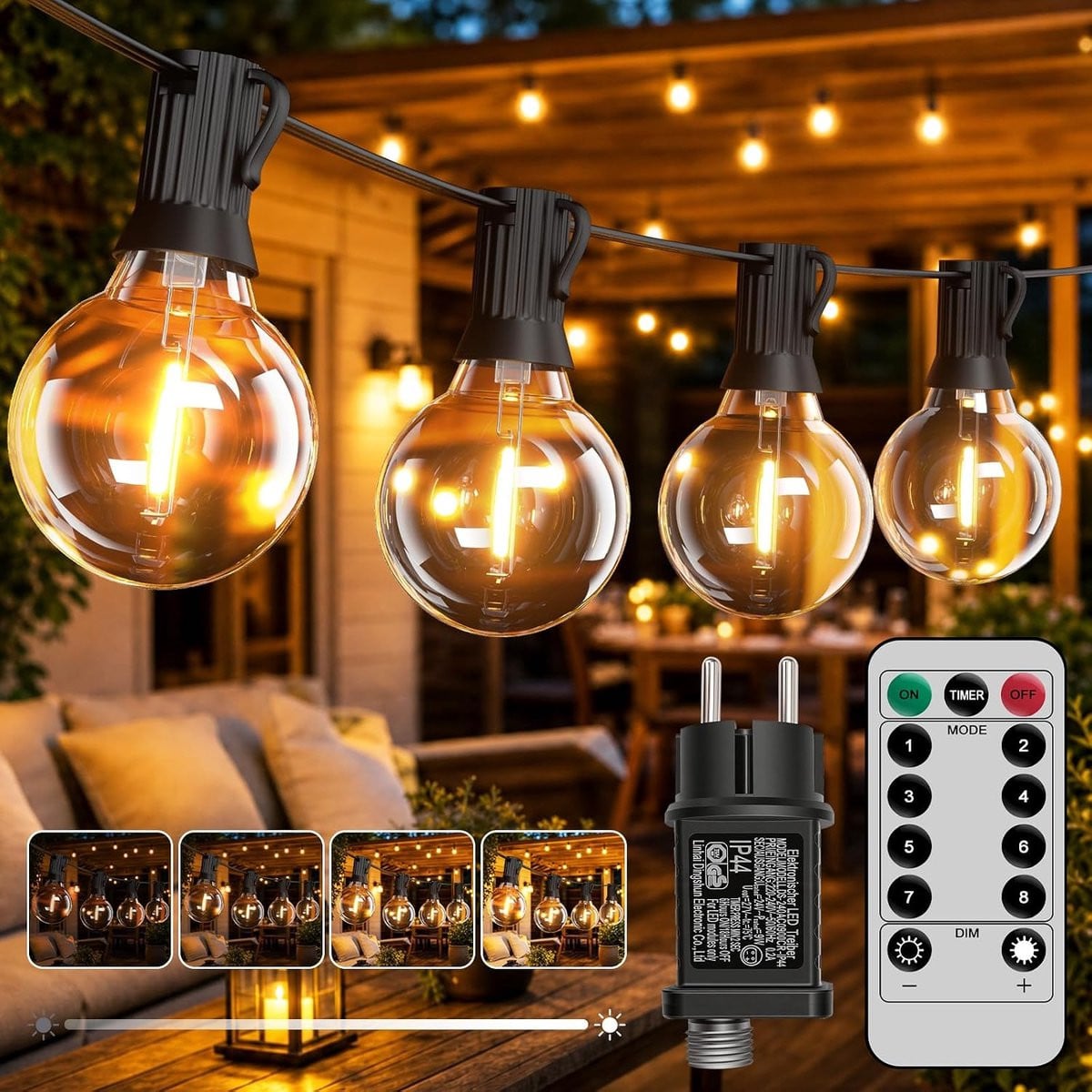 Hoteril Lichtsnoer voor buiten G40 met 42 + 2 leds, 30 m