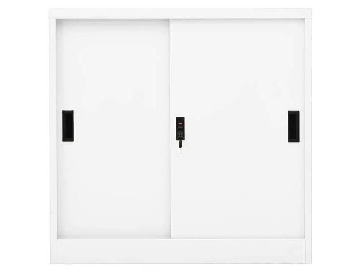 673196& Armoire de bureau - Armoire Métallique - avec porte coulissante Blanc 90x40x90cm Acier