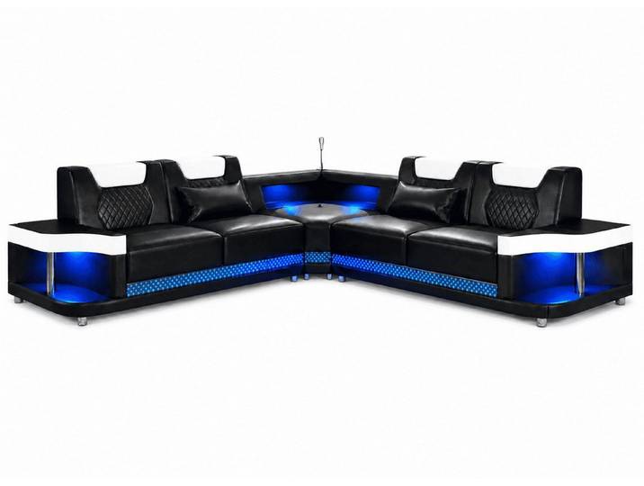 Xlmoebel Ecksofa Modern Ecksofa L-Form Schwarz LED Elegant Exklusiv Design Premium, 1 Teile, Bettfunktion