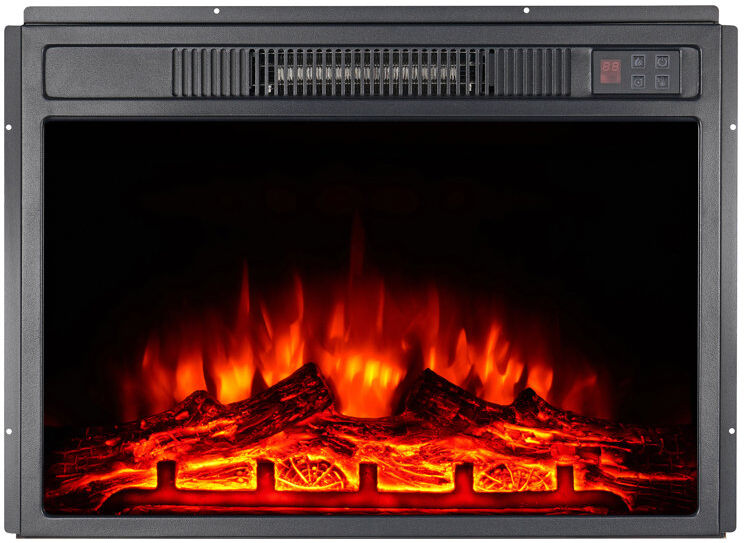 Brayden Studio Black Electric Fireplace Insert with 5000 BTU Black 23Inch Electric Fireplace Insert