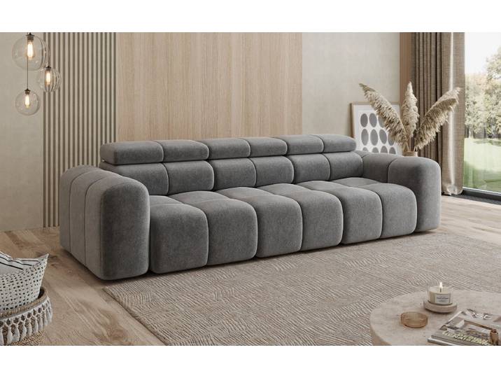 Designer Sofa 3 Sitzer Mia in Chenille - Grau - Chenille - Luxusbetten24