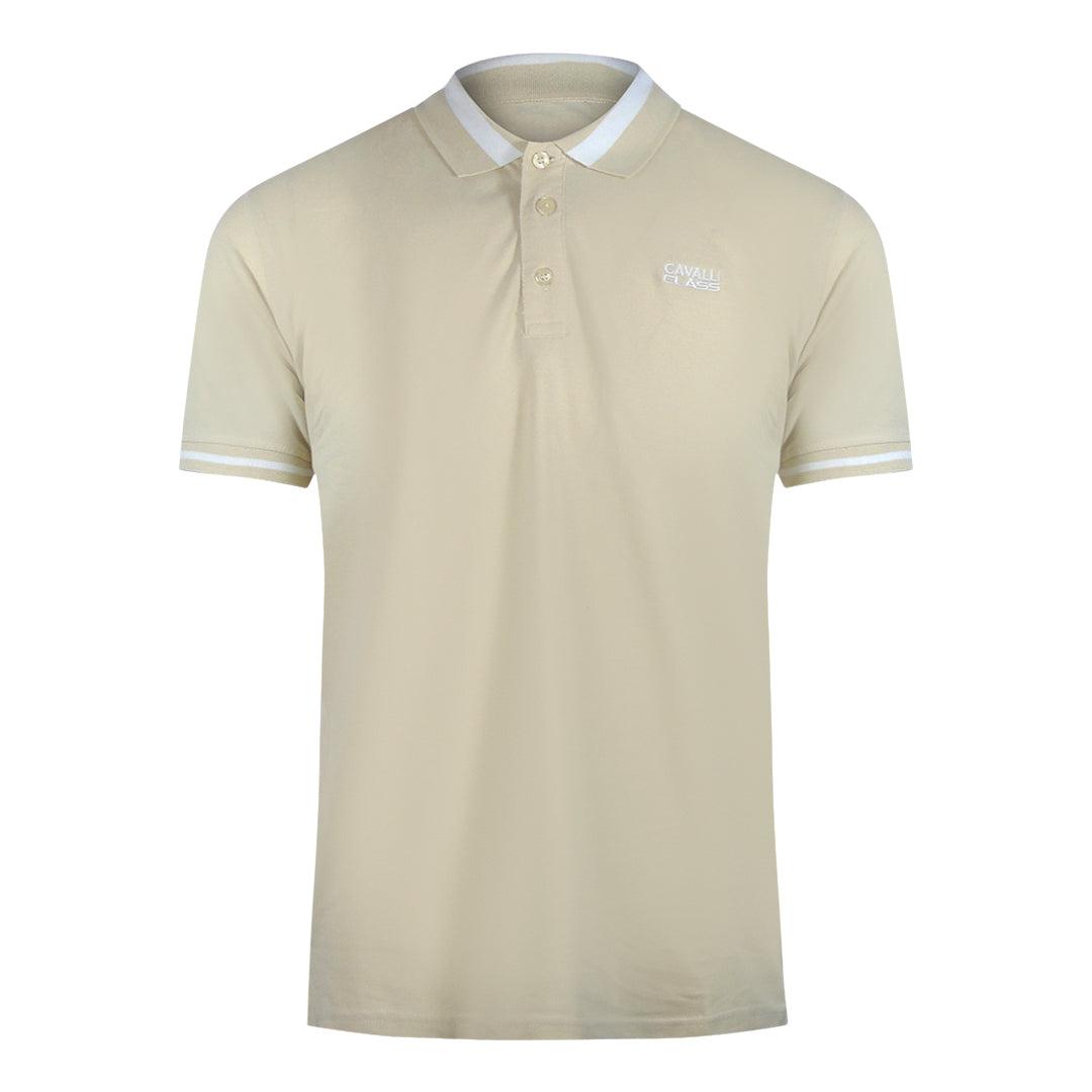 Cavalli Class Poloshirt Mit Kräftigen Streifen In Beige Und Sand