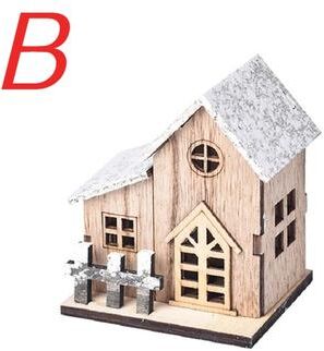 Quick Pick Pro Christmas LED Wooden House Lighted Christmas Village Ornament For Holiday Home Decor b