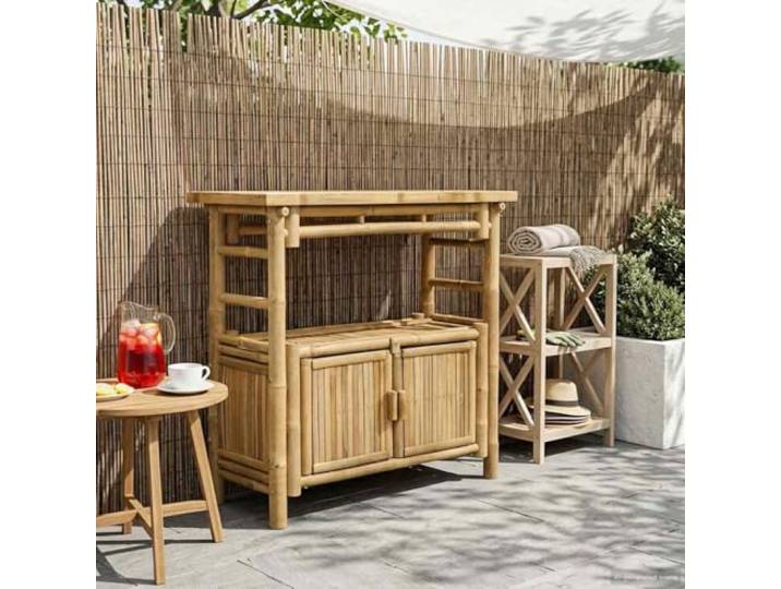 smnyxs Konsolentisch mit Ablage aus Bambus, Natur, 80 x 35 x 75 cm Robuster Bambus, offene Aufbewahrung, minimalistischer Stil, Wandbefestigung inklusive, drinnen und draußen