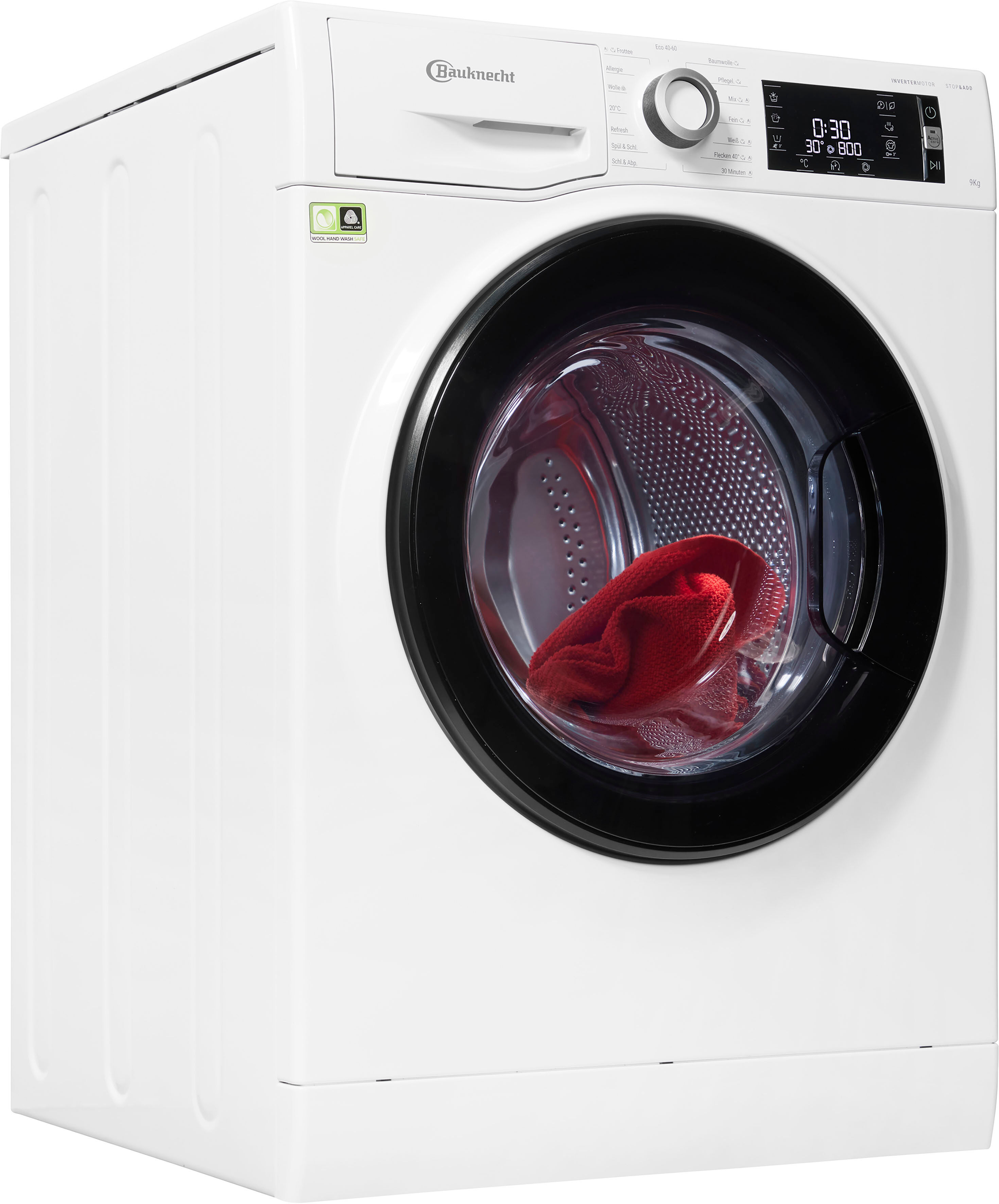 Bauknecht Waschmaschine "WM Elite 9A", Energieeffizienz: A, weiß, B:59,5cm H:85cm T:60,5cm, Waschmaschinen, Active Care Color+ – Fleckenbehandlung für farbige Textilien, Waschmaschine