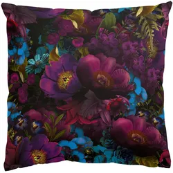 KISSENBEZUG Lila Blüten mit Blauen Blumen 40/40 cm