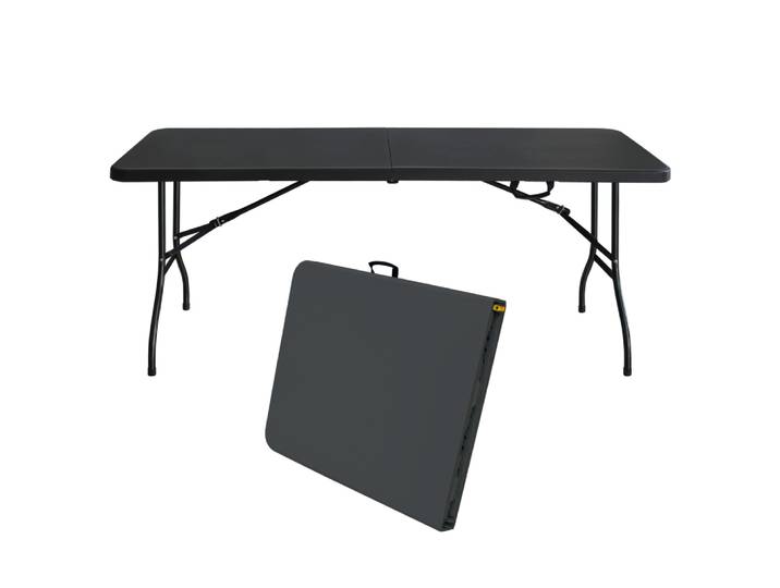 Table pliante portable de 180 cm, table pliante multifonctionnelle pour le camping, les pique-niques, les fêtes, intérieur/extérieur, capacité de poids 135 kg