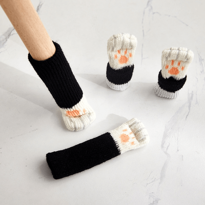 Inspired Deals Cat Paw Chair Leg Covers Anti Scratch Furniture Leg Protectors Floor Protection Socks black