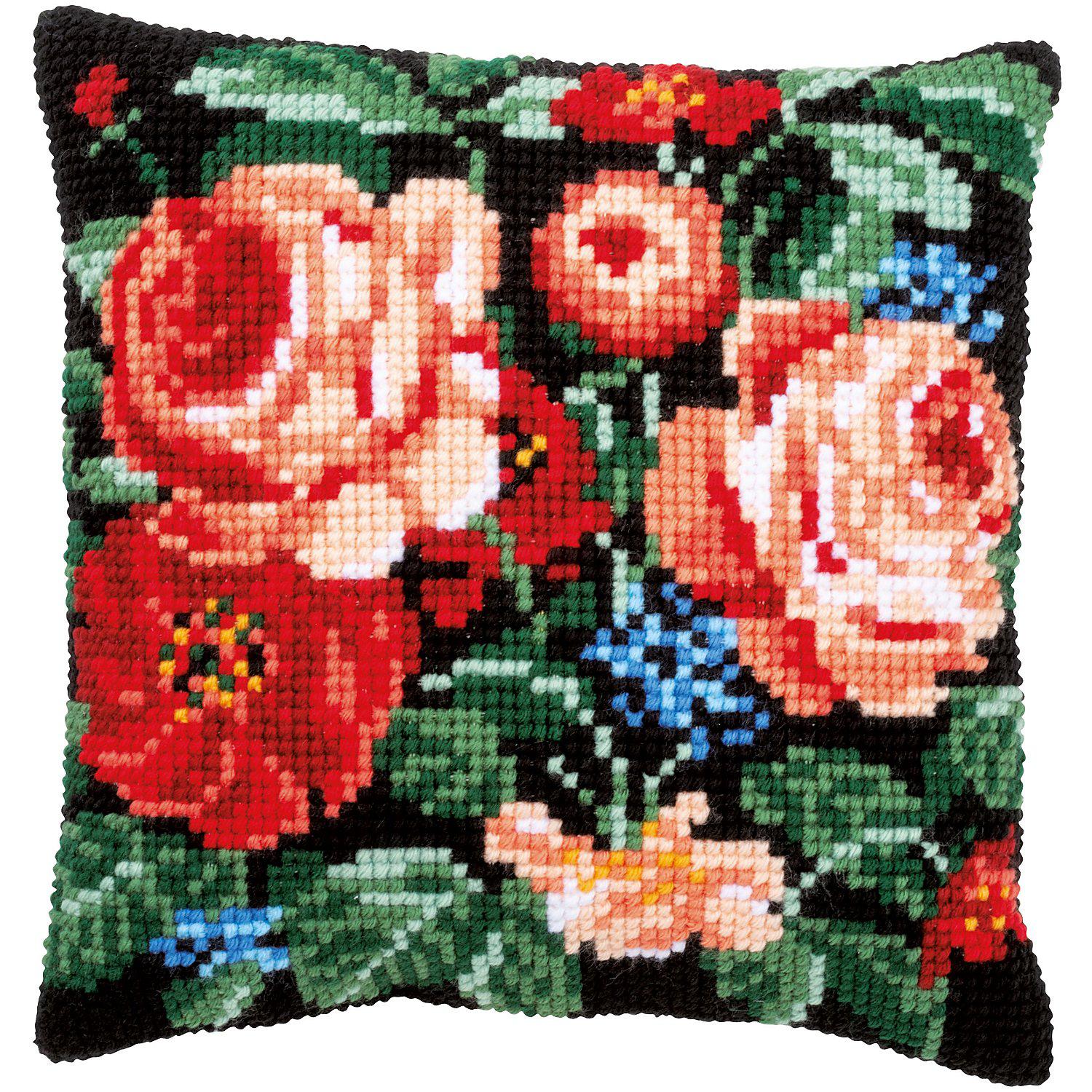 Kreuzstichkissen "Rosen"