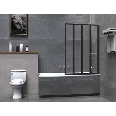 Badewannenaufsatz WELLTIME "Nassau", schwarz, B:100cm H:140cm, Duschwände, Badewannenfaltwand, Spritzschutzwand für Badewanne, Glas, 4 Elemente