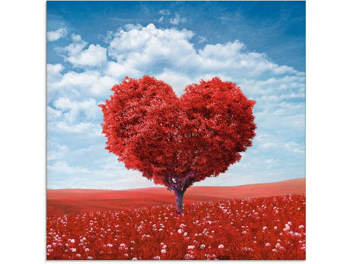Glasbild ARTLAND Baum in Form eines Herzens , rot (farbe bild(er): rot), B:30cm H:30cm, Bilder, Glasbild, in verschiedenen Grössen