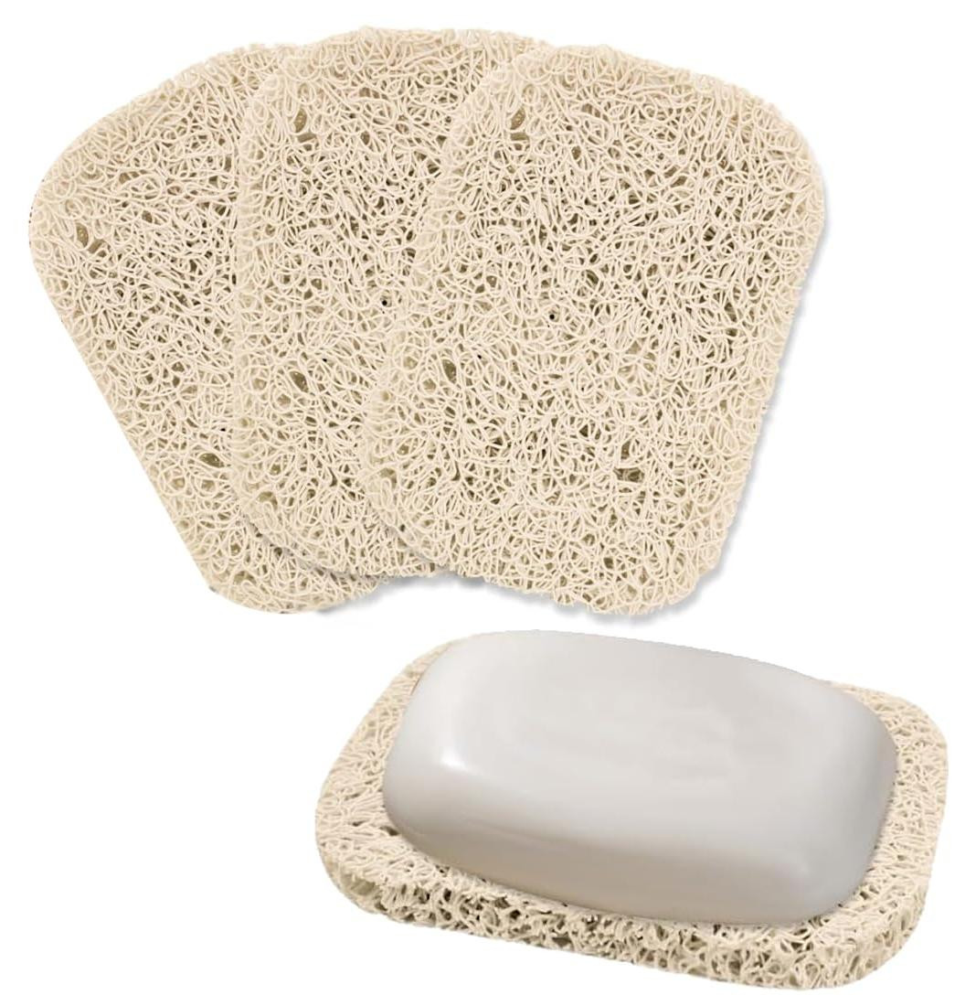 Solidchoice Set van 3 antislip zeepbakjes voor badkamer en keuken - Beige