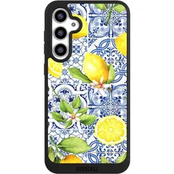 Nivocase Handyhülle für Samsung Galaxy S23 FE Hülle NIVOpure Case Schwarz Griechenland Muster Zitrone (Samsung Galaxy S23 FE), Smartphone Hülle, Schwarz