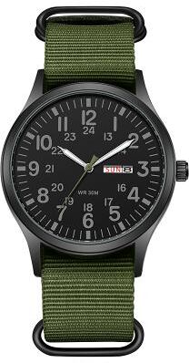 Quick Pick Pro Ranger Field Watch With Quartz Watch Movement & Durable Nylon Strap Watch green White Num