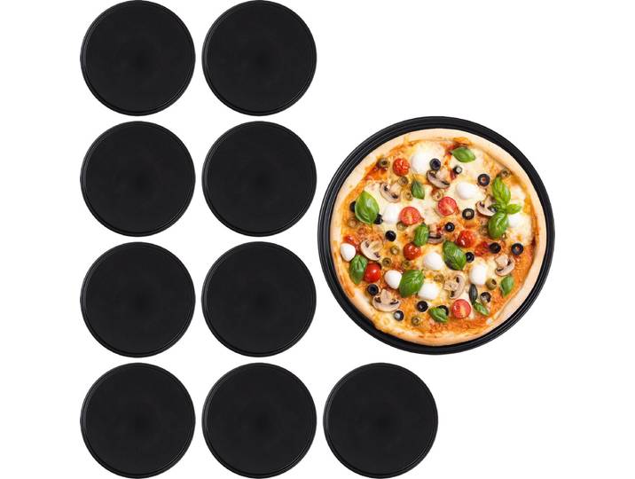 pizzaplaat - set van 10 - Ø 32 cm - antiaanbaklaag - staal - pizza bakplaat - oven