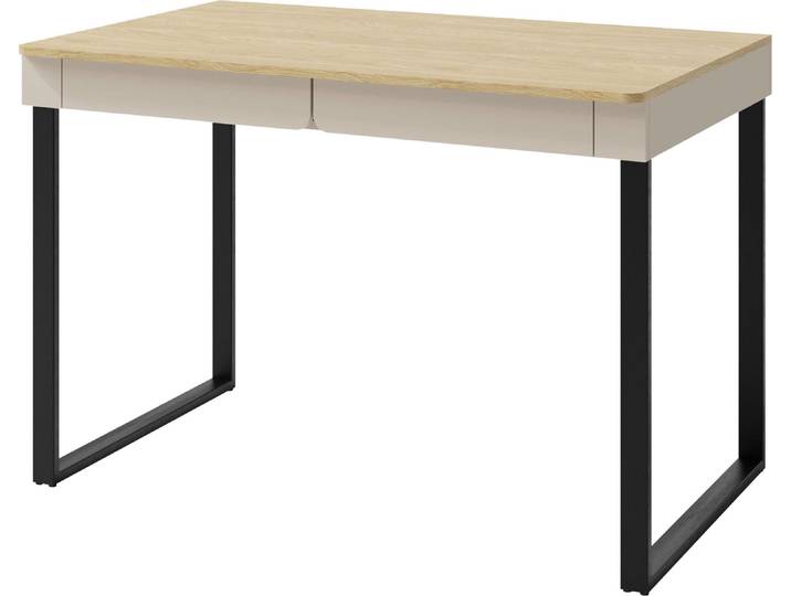 MIRJAN24 Schreibtisch Luca 11 mit zwei Schubladen (Farbe: Sandbeige / Sandbeige + Geölte Eiche)