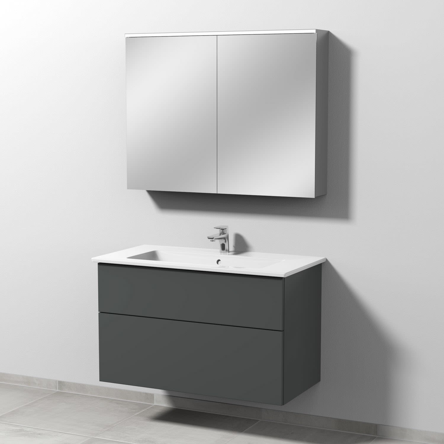 Sanipa 3way furniture set incl. mirror cabinet "ARND", 100 cm, with push to open SM32422 AU3746L