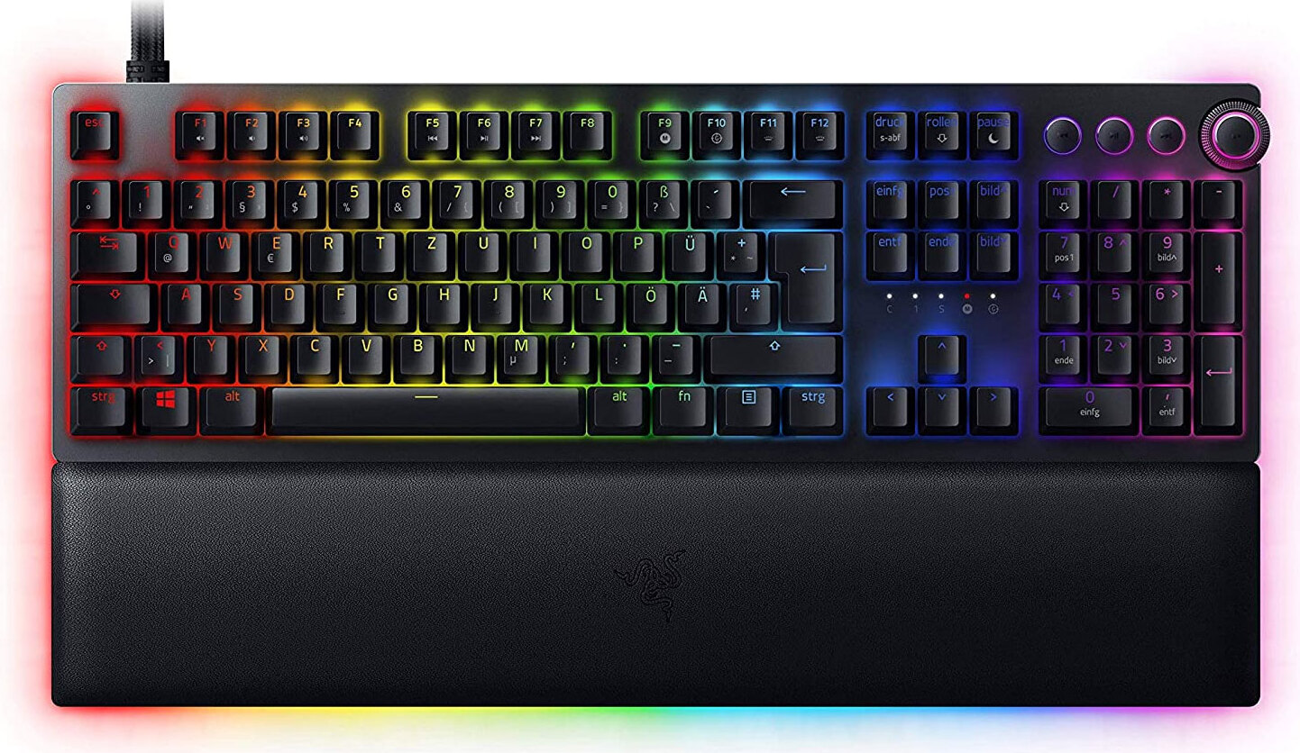 Razer Huntsman V2 Analog, Kabelgebunden, USB, Optomechanischer Schlüsselschalter, QWERTY, RGB-LED, Schwarz