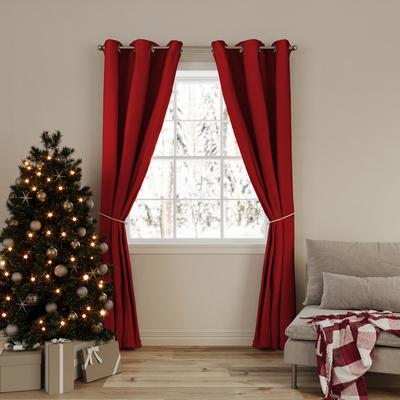 No. 918 Gloria Christmas Grommet Curtain Panel Pair with Tie Backs