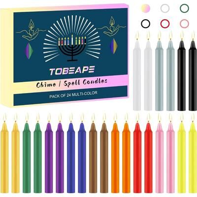 Uplift Treasures 24 Piece Colored Drip Free Taper Dinner Candles 24 Piece Colored Drip Free Taper Dinner Candles