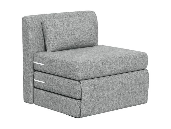 Fauteuil chauffeuse pliant 3 en 1 - HOMCOM - coussin convertible matelas dépliant - pour salon bureau - gris