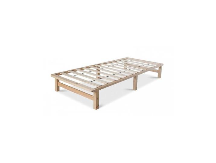 Lit Palette 90x200 cm Bois Naturel avec Sommier – Lit Simple / Lit d'Appoint Montage Facile- HOMESTYLE4U