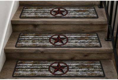 Mayberry Rug "Cozy Cabin Barn Star Tread Non Skid Lodge Stair Treads 9""x30"""