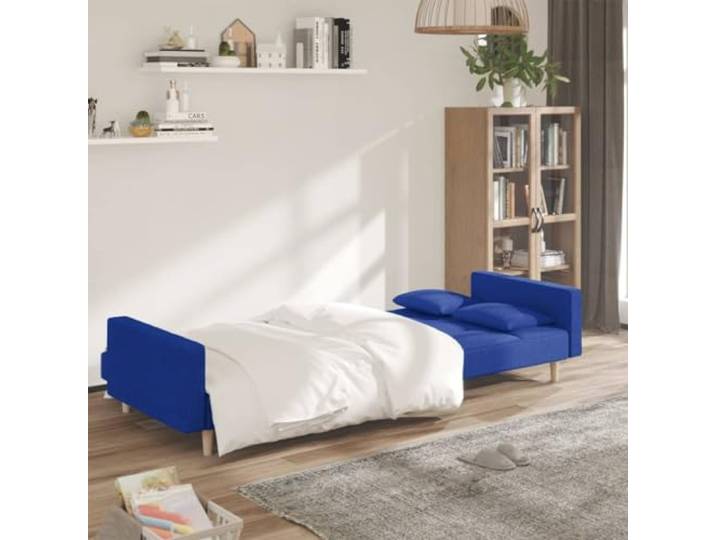 KTHLBRH Schlafsofa für 2-Sitzer, blau, mit 2 Kissen Stoff 100 % Polyester, Holzstruktur, umwandelbar, Traglast 110 kg