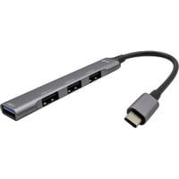 USB-C Metal HUB 1x USB 3.0 + 3x USB 2.0, USB-Hub silber
