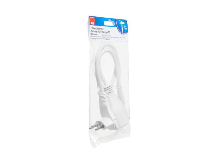 Max Hauri TD-Verlängerung H05Vv-F3G1.0 1m weiss Flachwinkelstecker Typ 12
