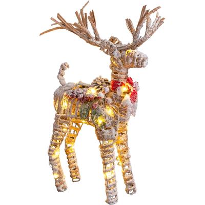 NÄVE Dekolicht "Rentier", beige (natur), 1, H: 40cm, 1 Stk., Leuchten, natur rot weiß 40x10x10cm Timer 30xLED batteriebetrieben