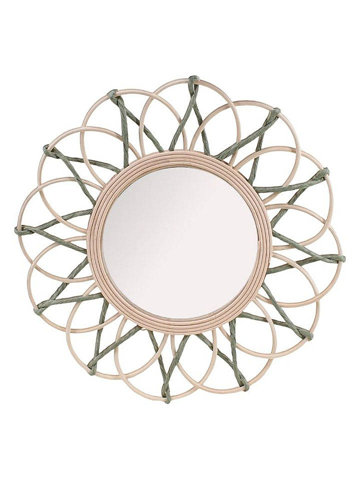 Ornami Wandspiegel in Natur/ Grün - Ø 40 cm - onesize