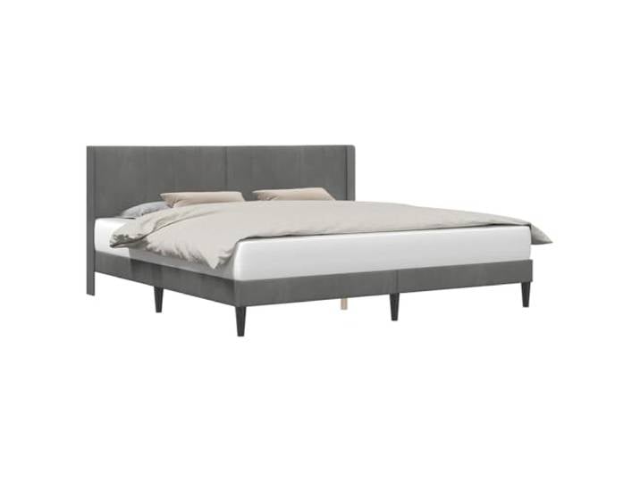 PUGYNBK Bettgestell 180 x 200 cm, Samt, Dunkelgrau Robustes Sperrholz, Lattenrost, Kunststofffüße, Reinigung mit feuchtem Tuch