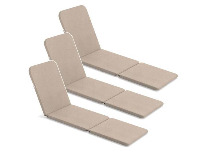 Bazkar Jaipur - ot de 3 pièces Coussin pour chaise de jardin - Coussin pour chaise longue 190 x 60 cm - Hydrofuge - Beige
