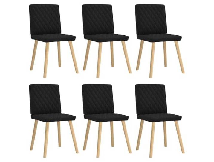 6er Set Esszimmerstühle mit Stoffbezug in Schwarz, Polyester, Metall Weicher Polyesterbezug, robuste Metall-Holz-Konstruktion, dicke Schaumstoffpolsterung, vielseitig einsetzbar, elegantes