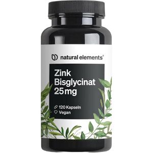 natural-elements Zink 120 Tabletten, Zinkbisglycinat, je Tablette 25 mg