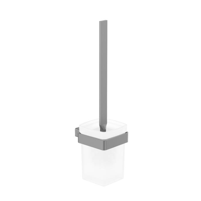 Emco Loft Toilettenbürstengarnitur 051513300 schwarz, Kristallglas satiniert, Wandmodell