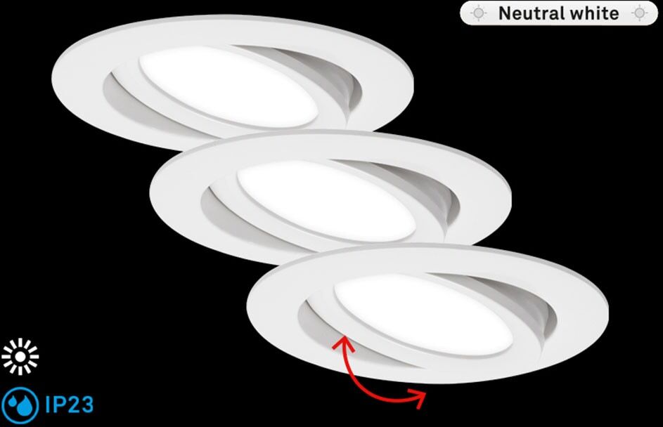 BRILONER LEUCHTEN LED Einbauleuchte "FLAT IN", weiß (weiß, neutral), Leuchten, LED Einbauleuchte