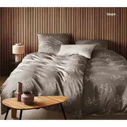 Elegante Mako-Satin Bettwäsche Velo - 135x200 cm + 80x80 cm	taupe