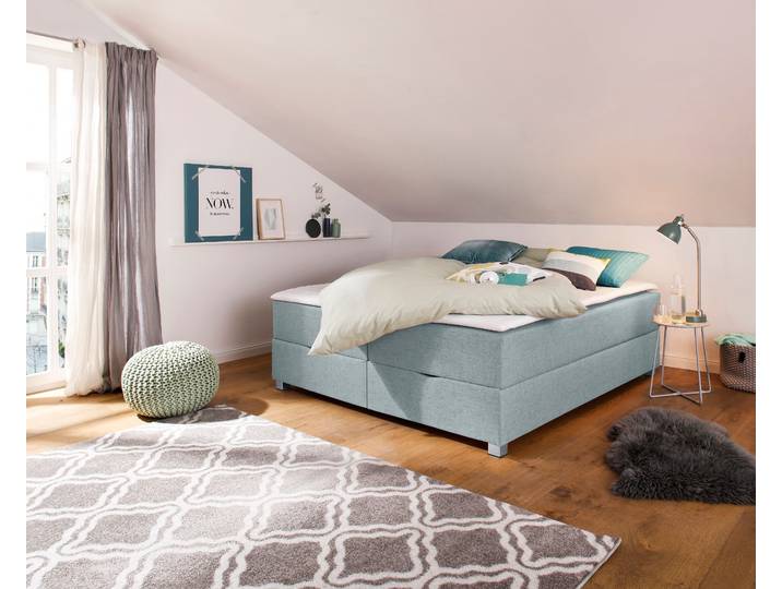 Boxbett, 180x200 cm, Struktur Fein, Petrol, Bettkasten, Modern, Inosign