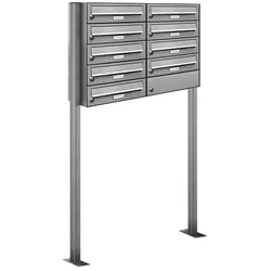 AL Briefkastensysteme 9 Fächer Premium Edelstahl Stand Briefkasten Anlage für Post A4 modern, robust, wetterfest, Artikelnummer: 132T9S2