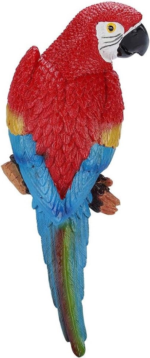 Levensgrote Papegaaien Wandsculptuur voor Buiten, Decoratieve Kunsthars Tuinaccessoire