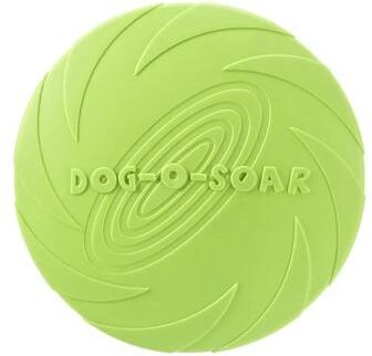 Uplift Essentials Silicone Aero Disc Chew Resistant Flying Saucer Toy For Puppy Training & Interactive Play green 9 In