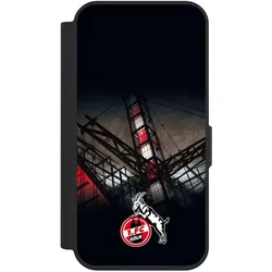 Nivocase Klapphülle für Apple iPhone 15 Pro Handyhülle aus Kunst Leder NIVOflip schwarz 1. FC Köln (Apple iPhone 15 Pro), Smartphone Hülle, Schwarz
