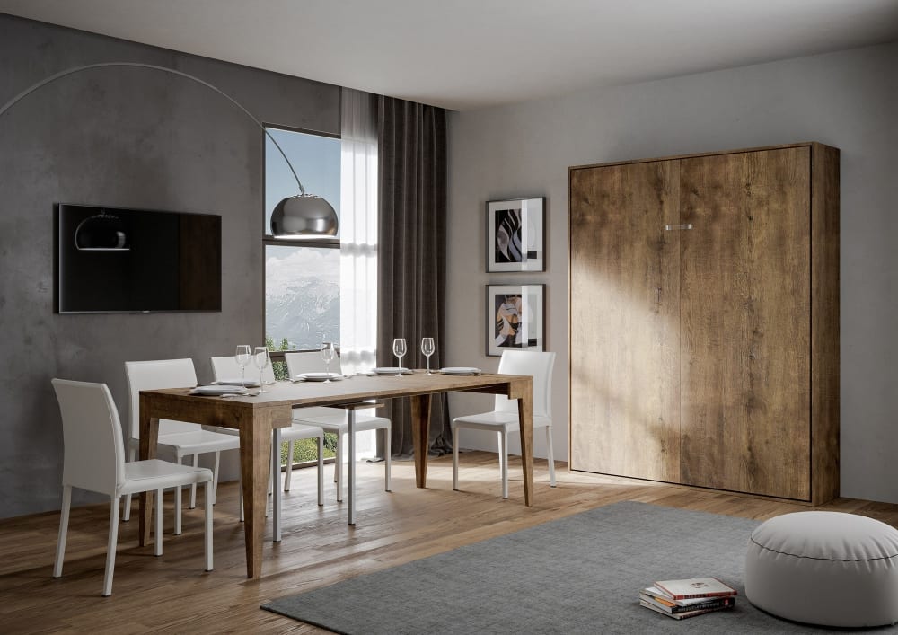 Itamoby Cama doble plegable vertical kentaro nogal Marron 220x30x100cm