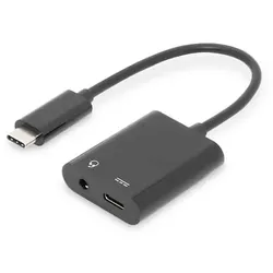 DIGITUS USB Type-CTM Adapter / Konverter, Type-CTM auf USB Type-CTM + 3.5mm Klinke