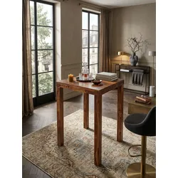 Bartisch – Massivholz, 80x80x110 cm, dunkelbraun, Landhaus-Stil