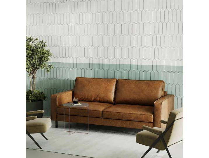 Livetastic 3-Sitzer-Sofa, Hellbraun, Metall, Echtleder, Rindleder, 188x85x92 cm, Stoffauswahl, Hocker erhältlich, Rücken echt, Wohnzimmer, Sofas & Couches, Ledersofas
