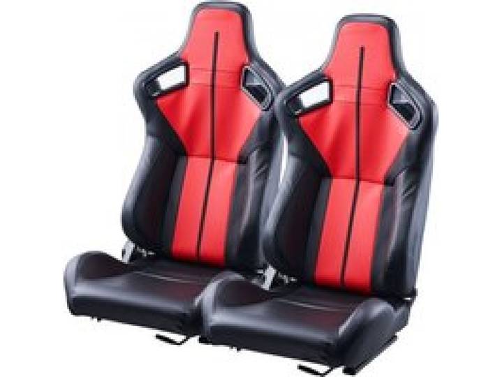 VEVOR Rennsitz verstellbares Renncockpit mit Weitwinkel-Neigung und hochelastischem Schaumstoff 2 Stk. Rennstuhl mit weichem PVC-Leder und Q235B-Schieber, passend für Rennwagen und Go-Karts